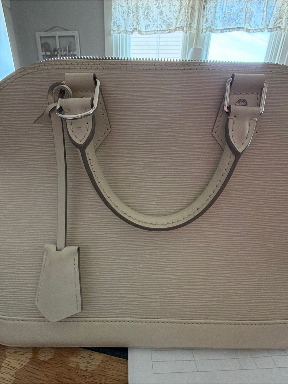 Louis Vuitton Cream Epi Alma Satchel Twilly and Strap Included